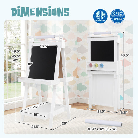 3-in-1 Double-sided Art Easel with Chalkboard and Magnetic Whiteboard-Green LuxuryLifeWay Online Store