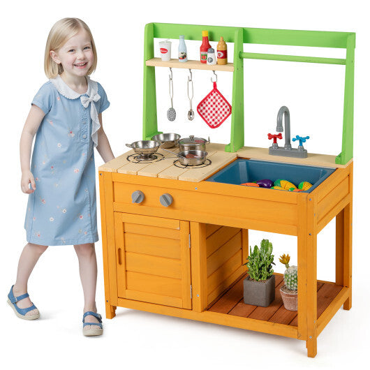 Outdoor Mud Kitchen Playset for Girls and Boys 3+ Years Old-Orange LuxuryLifeWay Online Store