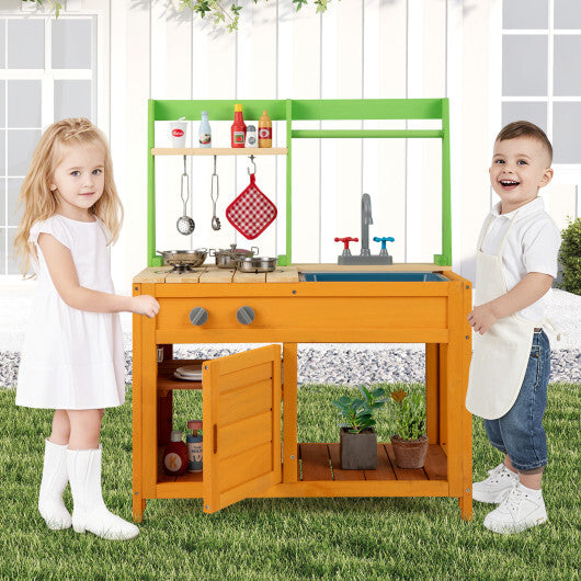 Outdoor Mud Kitchen Playset for Girls and Boys 3+ Years Old-Orange LuxuryLifeWay Online Store