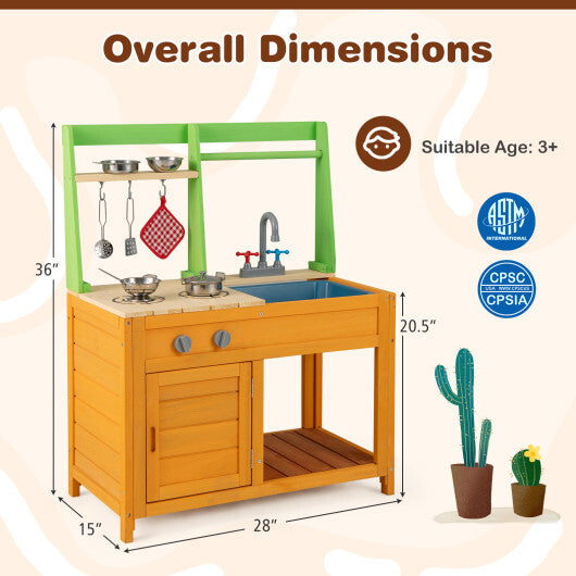 Outdoor Mud Kitchen Playset for Girls and Boys 3+ Years Old-Orange LuxuryLifeWay Online Store