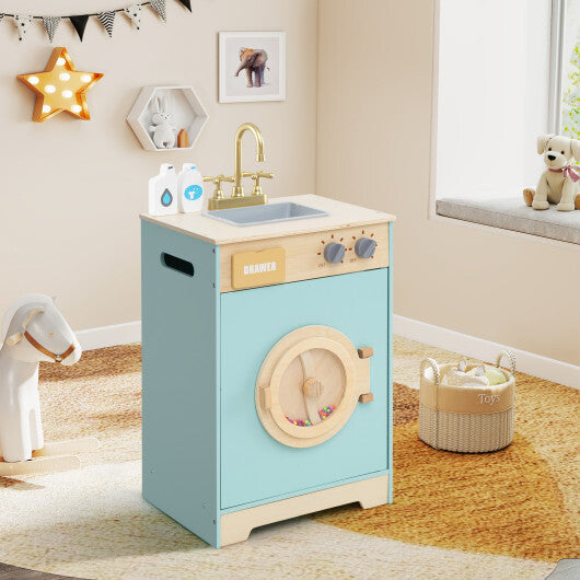 Kids Washer Playset Toy Washing Machine with Laundry Detergent-Blue LuxuryLifeWay Online Store