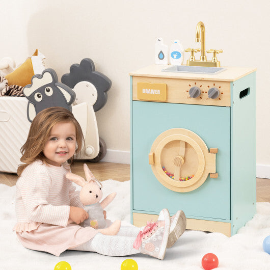 Kids Washer Playset Toy Washing Machine with Laundry Detergent-Blue LuxuryLifeWay Online Store