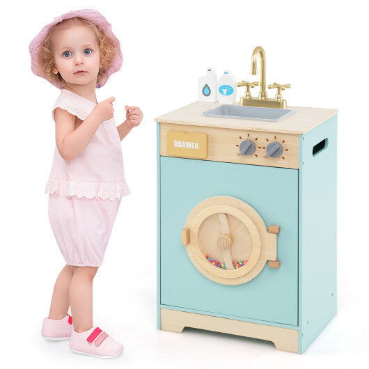 Kids Washer Playset Toy Washing Machine with Laundry Detergent-Blue LuxuryLifeWay Online Store