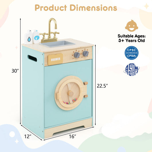 Kids Washer Playset Toy Washing Machine with Laundry Detergent-Blue LuxuryLifeWay Online Store