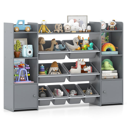 56 inch Large Toy Storage Organizer with 8 Removable Bins and Bookshelf-Pink LuxuryLifeWay Online Store
