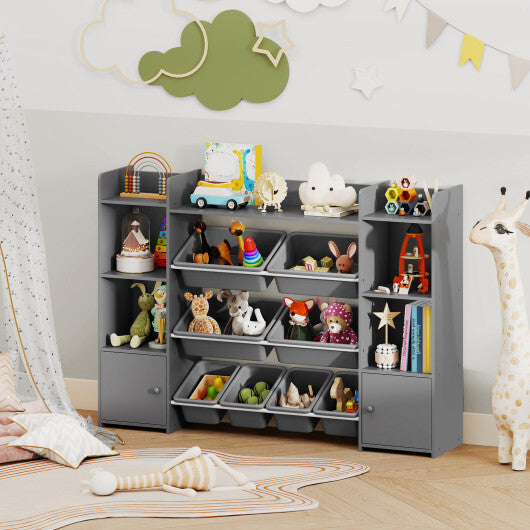 56 inch Large Toy Storage Organizer with 8 Removable Bins and Bookshelf-Pink LuxuryLifeWay Online Store