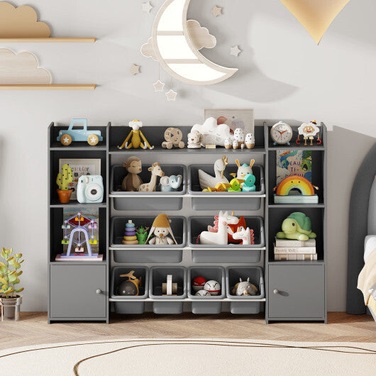 56 inch Large Toy Storage Organizer with 8 Removable Bins and Bookshelf-Pink LuxuryLifeWay Online Store