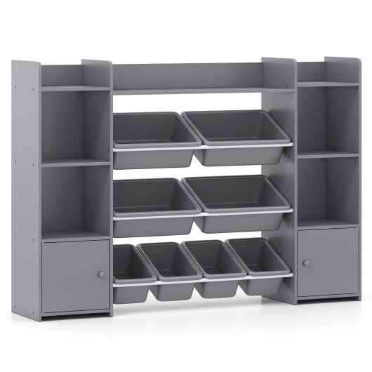 56 inch Large Toy Storage Organizer with 8 Removable Bins and Bookshelf-Pink LuxuryLifeWay Online Store