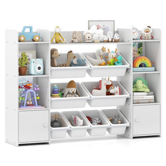56 inch Large Toy Storage Organizer with 8 Removable Bins and Bookshelf-Pink LuxuryLifeWay Online Store