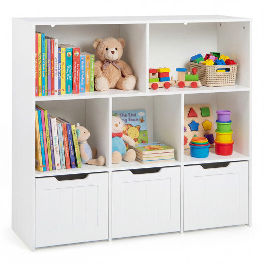 Toy Storage Organizer with 3 Movable Drawers and 5 Open Cubbies for Playroom-White LuxuryLifeWay Online Store