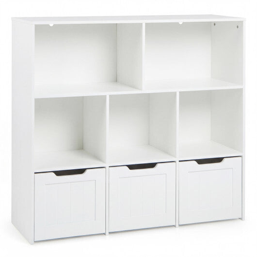 Toy Storage Organizer with 3 Movable Drawers and 5 Open Cubbies for Playroom-White LuxuryLifeWay Online Store