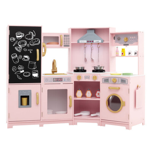 Corner Wooden Play Kitchen with Lights and Sounds Large Pretend Play Kitchen Set-Espresso LuxuryLifeWay Online Store