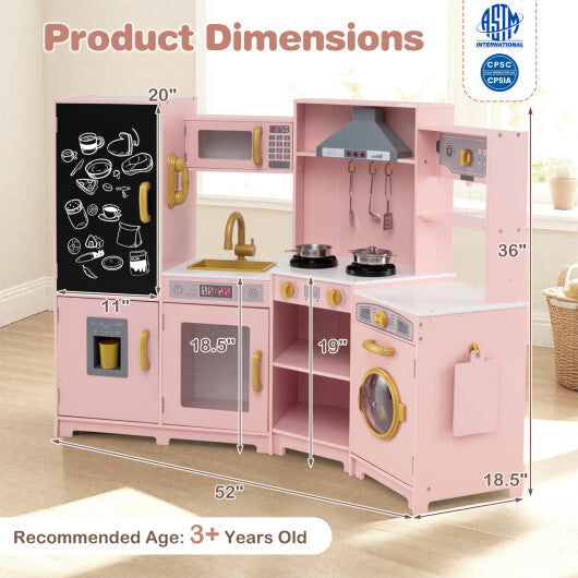 Corner Wooden Play Kitchen with Lights and Sounds Large Pretend Play Kitchen Set-Espresso LuxuryLifeWay Online Store