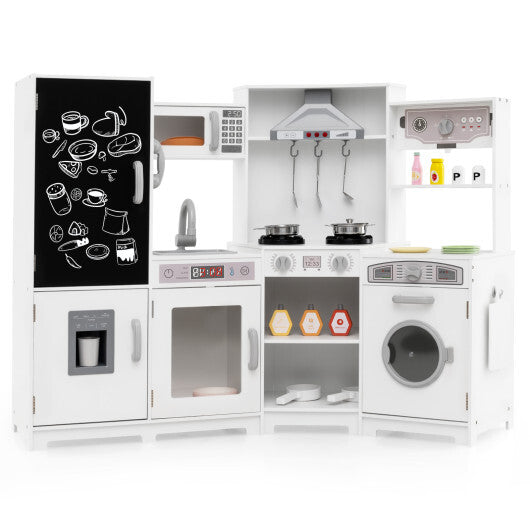 Corner Wooden Play Kitchen with Lights and Sounds Large Pretend Play Kitchen Set-Espresso LuxuryLifeWay Online Store