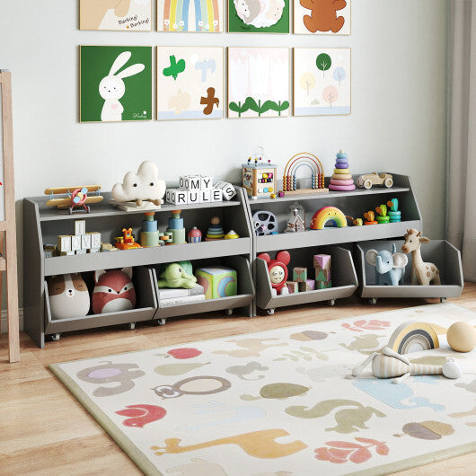 Kids Toy Storage Organizer Wooden Bookcase with 2 Movable Drawers-White LuxuryLifeWay Online Store