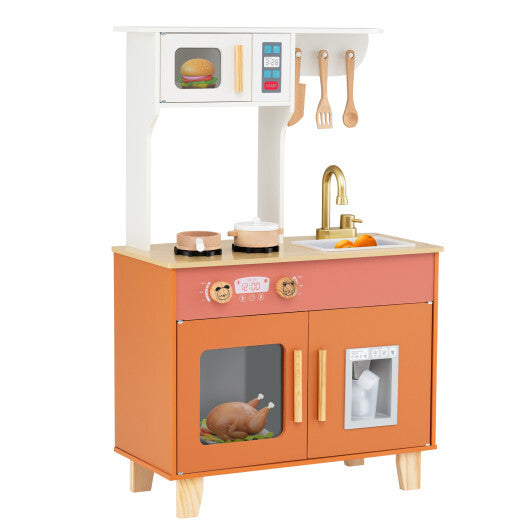 Kids Play Kitchen with Microwave and Rotation Knobs for Girls Boys Aged 3-6-Green LuxuryLifeWay Online Store