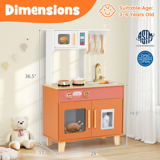 Kids Play Kitchen with Microwave and Rotation Knobs for Girls Boys Aged 3-6-Green LuxuryLifeWay Online Store