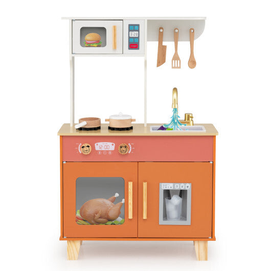 Kids Play Kitchen with Microwave and Rotation Knobs for Girls Boys Aged 3-6-Green LuxuryLifeWay Online Store