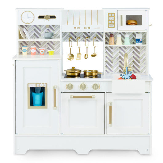 Kids Play Kitchen with Stoves and Faucet for Girls Boys Aged 3-6-White LuxuryLifeWay Online Store
