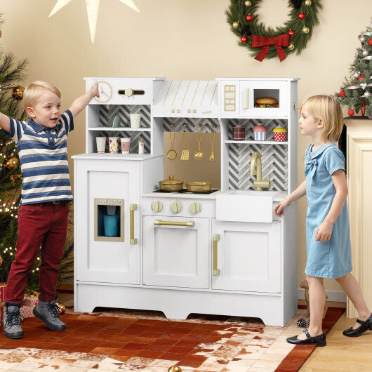 Kids Play Kitchen with Stoves and Faucet for Girls Boys Aged 3-6-White LuxuryLifeWay Online Store