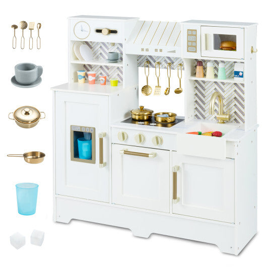 Kids Play Kitchen with Stoves and Faucet for Girls Boys Aged 3-6-White LuxuryLifeWay Online Store
