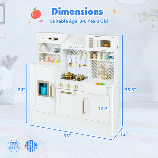 Kids Play Kitchen with Stoves and Faucet for Girls Boys Aged 3-6-White LuxuryLifeWay Online Store