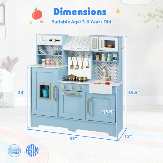 Kids Play Kitchen with Stoves and Faucet for Girls Boys Aged 3-6-White LuxuryLifeWay Online Store