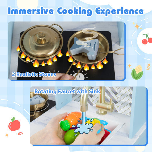 Kids Play Kitchen with Stoves and Faucet for Girls Boys Aged 3-6-White LuxuryLifeWay Online Store