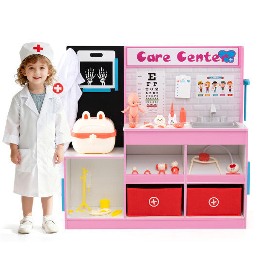 Play Doctor's Office Wood Medical Center Toy Set with Examine Region-Blue LuxuryLifeWay Online Store