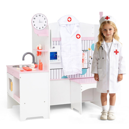 Kids Doctor Play Set with Adjustable Height Bar-Pink LuxuryLifeWay Online Store