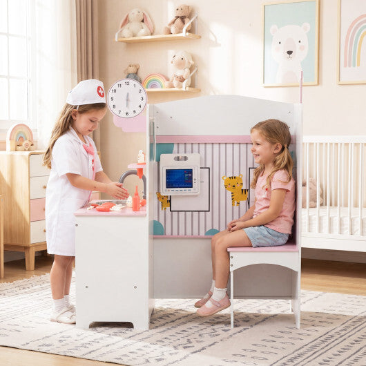 Kids Doctor Play Set with Adjustable Height Bar-Pink LuxuryLifeWay Online Store