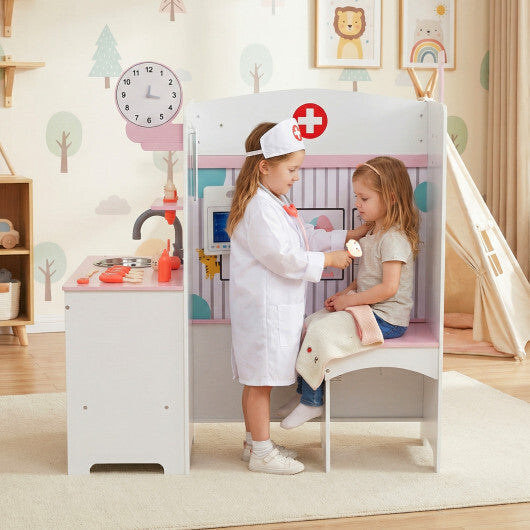 Kids Doctor Play Set with Adjustable Height Bar-Pink LuxuryLifeWay Online Store