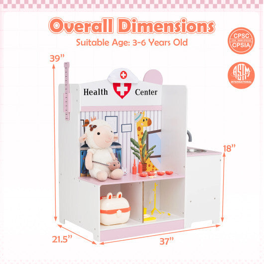 Kids Doctor Play Set with Adjustable Height Bar-Pink LuxuryLifeWay Online Store
