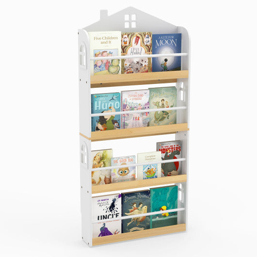 House-Shaped Kids Bookshelf with Anti-falling Baffles-White LuxuryLifeWay Online Store