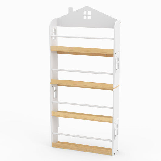 House-Shaped Kids Bookshelf with Anti-falling Baffles-White LuxuryLifeWay Online Store