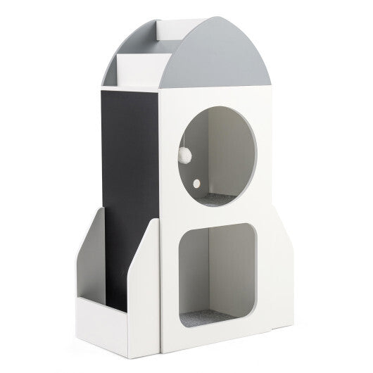 3-Tier Kids Bookshelf Rocket Space Theme Toddler Toy Storage Organizer-White LuxuryLifeWay Online Store