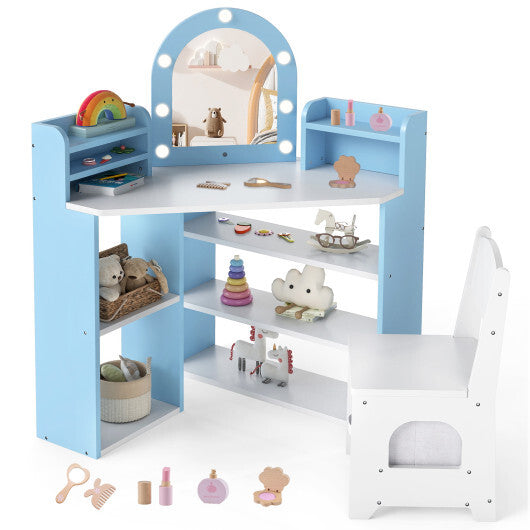 2-In-1 Kids Vanity Set with Lights for Toddlers 3+ Years Old-White LuxuryLifeWay Online Store