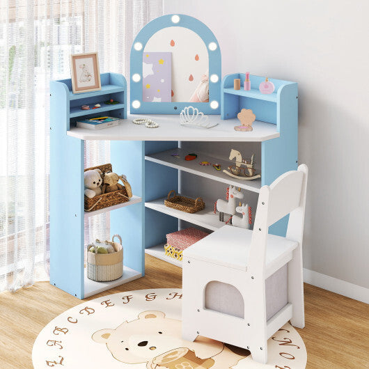 2-In-1 Kids Vanity Set with Lights for Toddlers 3+ Years Old-White LuxuryLifeWay Online Store