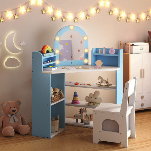 2-In-1 Kids Vanity Set with Lights for Toddlers 3+ Years Old-White LuxuryLifeWay Online Store