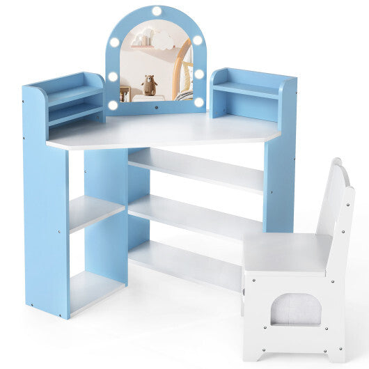 2-In-1 Kids Vanity Set with Lights for Toddlers 3+ Years Old-White LuxuryLifeWay Online Store