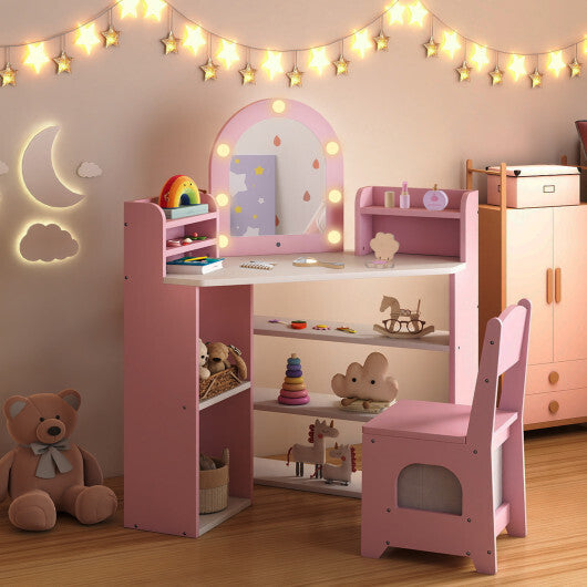 2-In-1 Kids Vanity Set with Lights for Toddlers 3+ Years Old-White LuxuryLifeWay Online Store