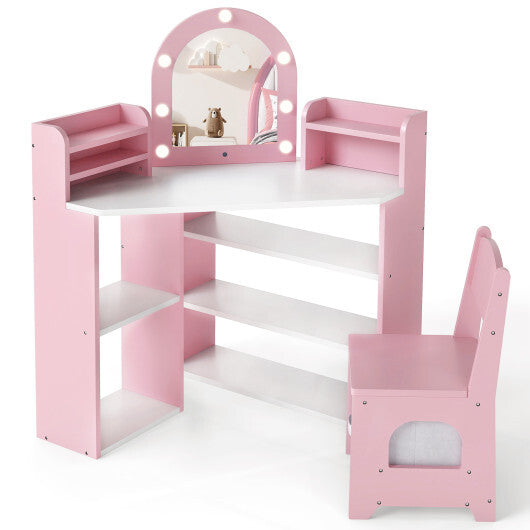2-In-1 Kids Vanity Set with Lights for Toddlers 3+ Years Old-White LuxuryLifeWay Online Store