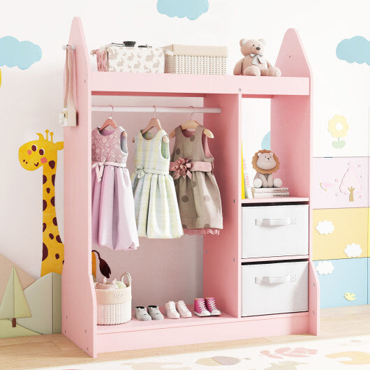 Kids Play Armoire Dresser with Cloth Hanger-Pink LuxuryLifeWay Online Store