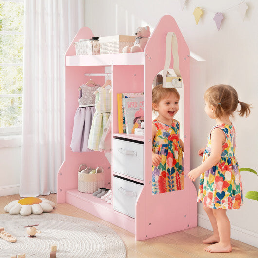 Kids Play Armoire Dresser with Cloth Hanger-Pink LuxuryLifeWay Online Store