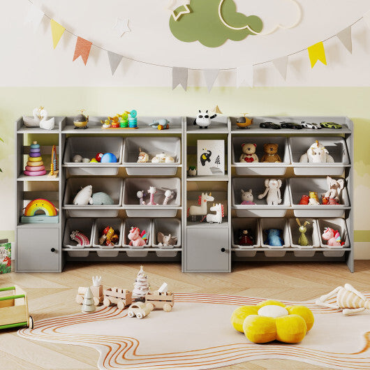Kids Toy Storage and Bookshelf with Open Shelves and Single-door Cabinet-White LuxuryLifeWay Online Store