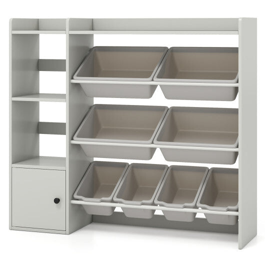 Kids Toy Storage and Bookshelf with Open Shelves and Single-door Cabinet-White LuxuryLifeWay Online Store