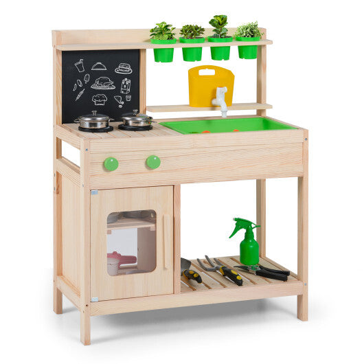Kids Mud Kitchen Play Pretend Kitchen with Chalkboard for Kids Aged 3+ LuxuryLifeWay Online Store