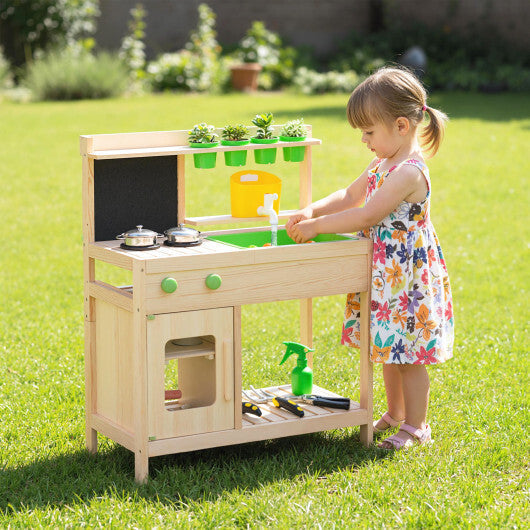 Kids Mud Kitchen Play Pretend Kitchen with Chalkboard for Kids Aged 3+ LuxuryLifeWay Online Store