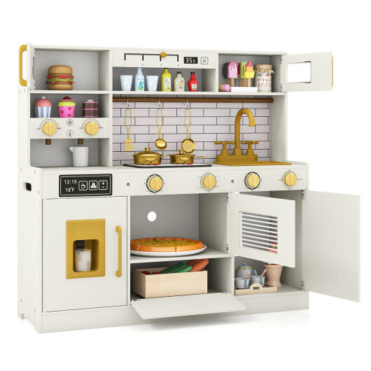 Pretend Toy Kitchen Set with Stoves and Water Dispenser-Beige LuxuryLifeWay Online Store