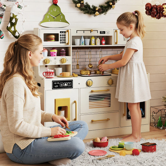 Pretend Toy Kitchen Set with Stoves and Water Dispenser-Beige LuxuryLifeWay Online Store